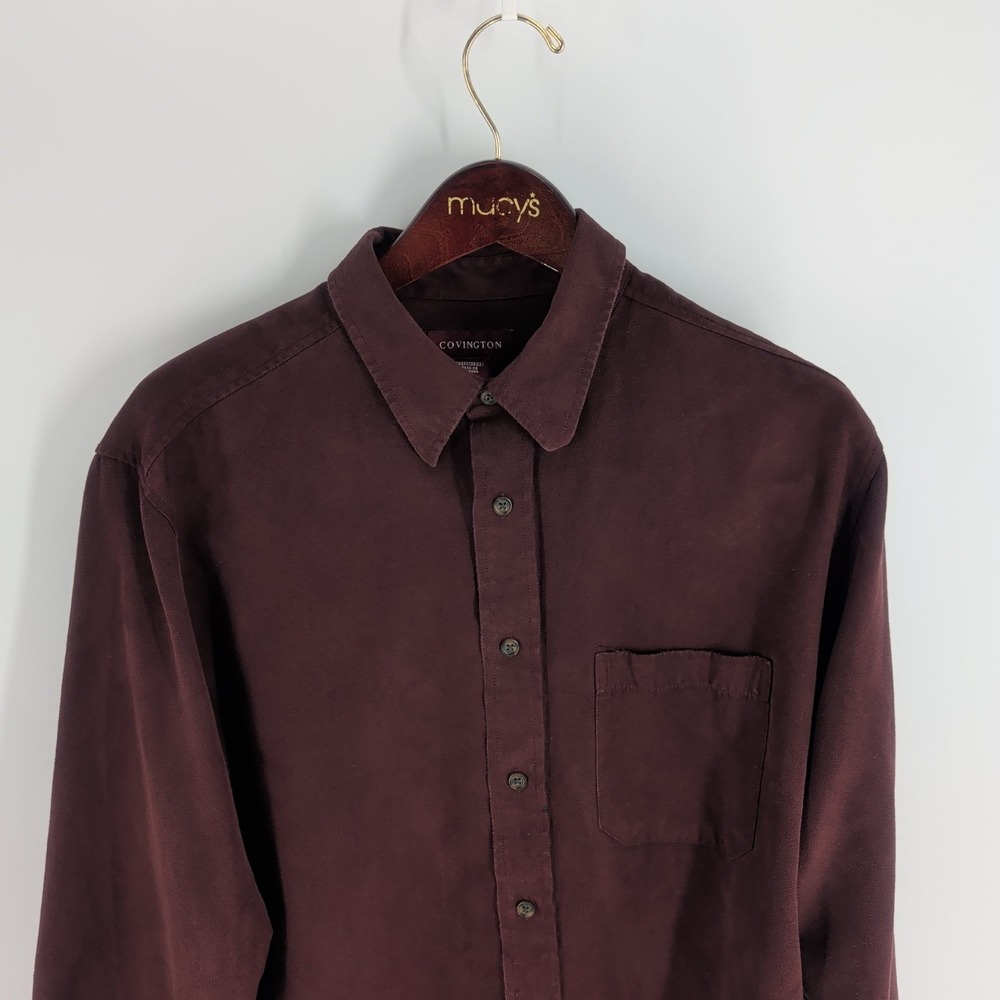 Covington Long Sleeve Western Collared Classic Button-Up Shirt Burgundy Size L - Picture 2 of 9